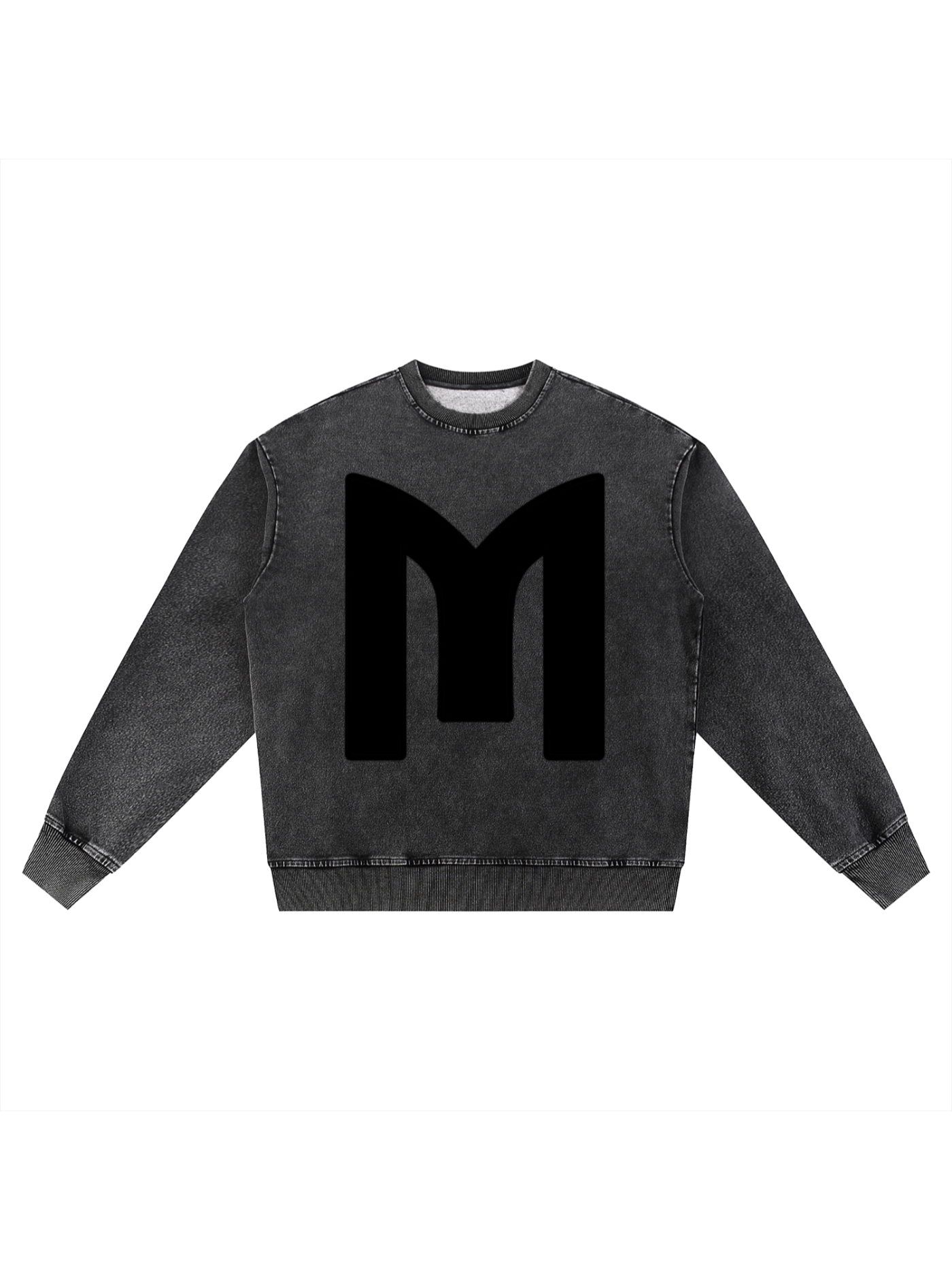 Monarch Snow Wash Crewneck — M Mark Tonal — Black — Front